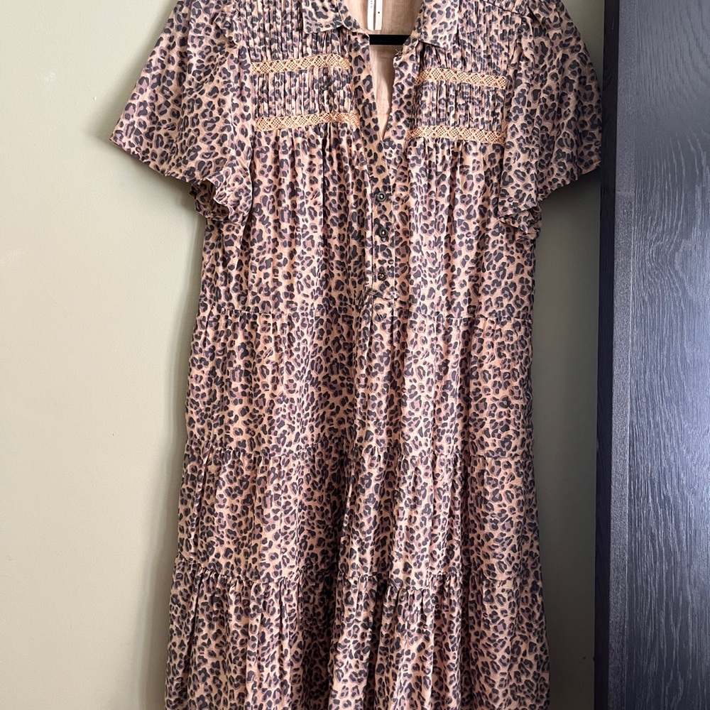 Anthropologie Leopard Print Dress - Brown and Black